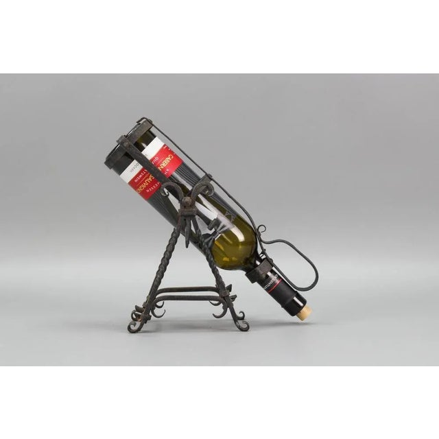 Black Vintage German Wrought Iron Bottle Cradle Pourer, 1970s For Sale - Image 8 of 18