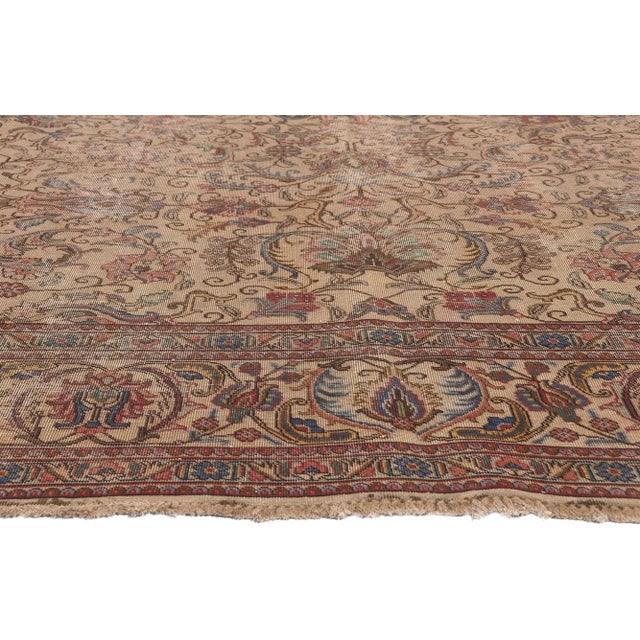Early 20th Century Early 20th Century Antique-Worn Persian Tabriz Rug - 09'07 X 12'03 For Sale - Image 5 of 9
