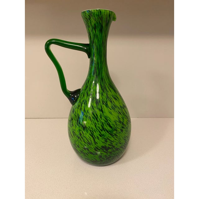 Mid 20th Century Vintage Italian Green Tortoise Shell Cased Glass Pitcher For Sale - Image 5 of 5