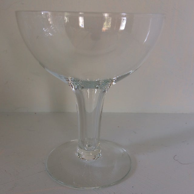 Vintage Italian Half Sphere Hollow Stem Crystal Champagne Glasses Set