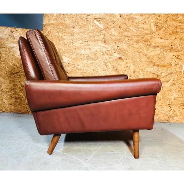 Mid-Century Danish Cognac Leather Lounge Chair by Svend Skipper, 1965 For Sale - Image 3 of 4