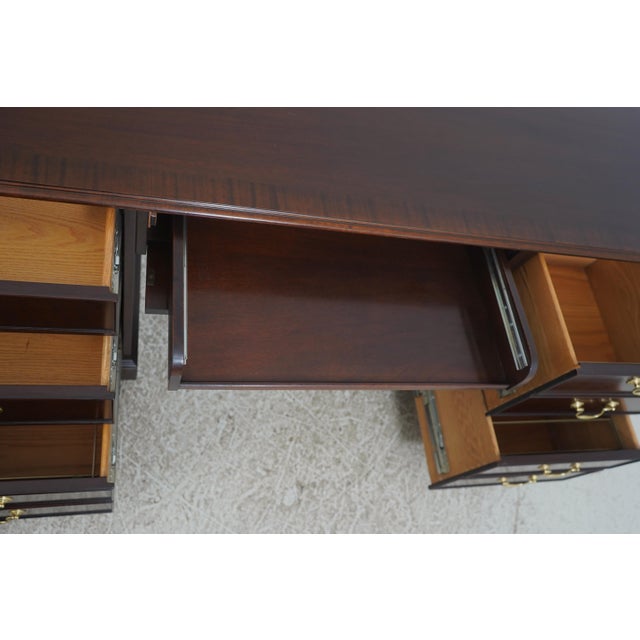 Councill Furniture 1980s Councill Craftsmen Attributed Mahogany Kneehole File Credenza For Sale - Image 4 of 16