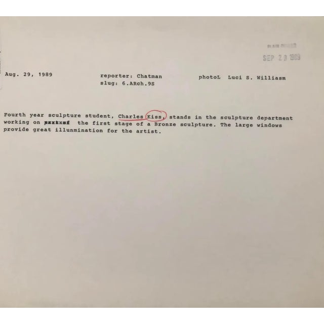 Figurative 1989 Portrait of Sculptor Black and White Photograph For Sale - Image 3 of 3