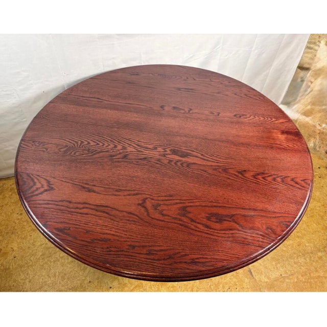 1990s Vintage Art Deco Round Dining Table with Oak Top & Chrome Base, 1990s For Sale - Image 5 of 9