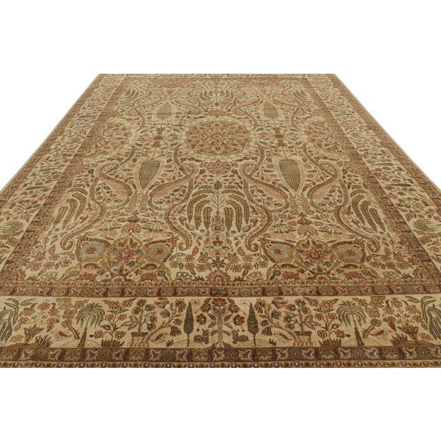 2010s Rug & Kilim's Oversized Persian Tabriz Style Rug in Gold-Green Floral Patterns For Sale - Image 5 of 8