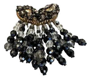 1960s Mid-Century Costume Jewelry Beads and Brass Italian Brooch