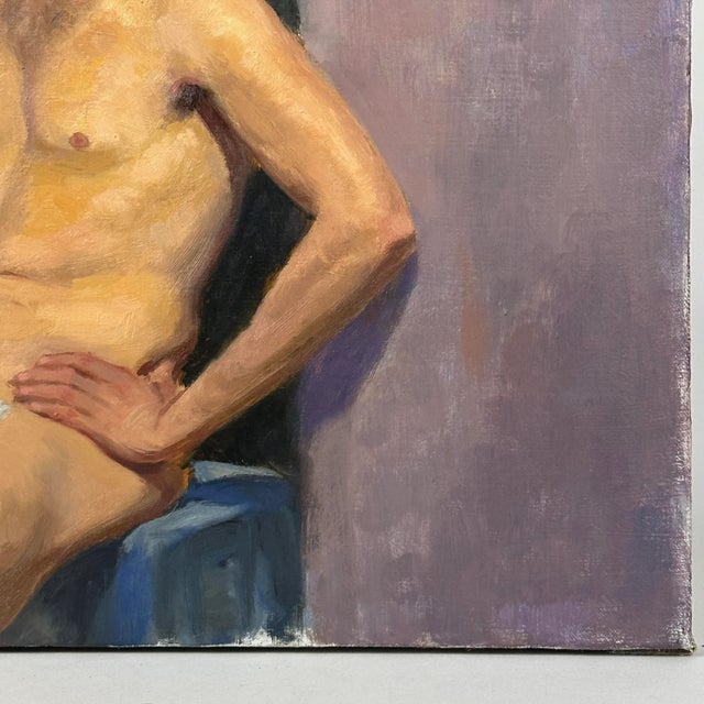 Andrew Wyeth Vintage Realist Figurative Portrait of Seated Man (C. 1970, Oil on Canvas) For Sale - Image 4 of 5