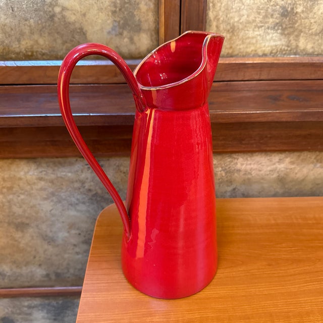 Vietri Rosso Vecchio Pitcher For Sale - Image 9 of 12