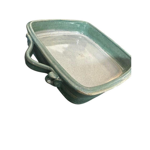 1970s Handmade Pottery Sculpture—a Square Bowl Design With Handles, Signed by Artist For Sale In Miami - Image 6 of 9