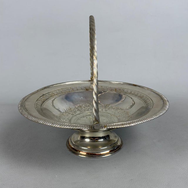 Silver-Plated Basket Centerpiece, 1800s For Sale - Image 3 of 12