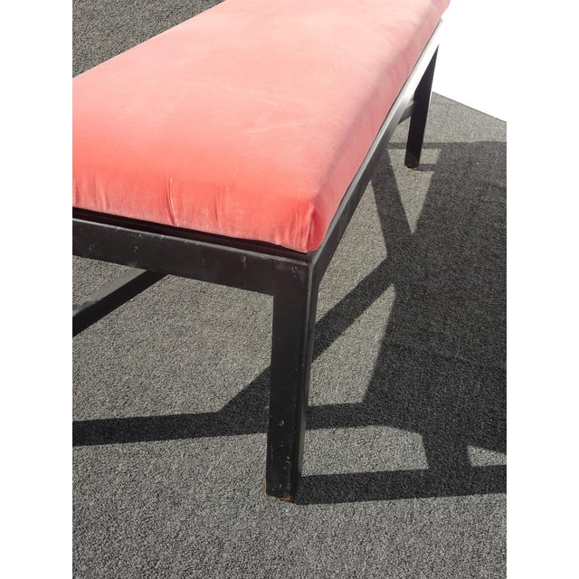 Wood Vintage Modern Coral Velvet Long Bed Side Bench For Sale - Image 7 of 12