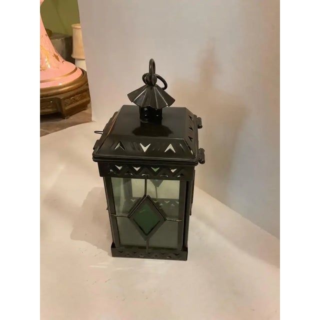 Gothic Small Antique Brass Lantern For Sale - Image 3 of 8