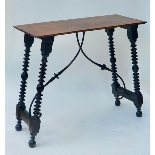 Spanish 19th Century Spanish Walnut Iron Console Table For Sale - Image 3 of 10