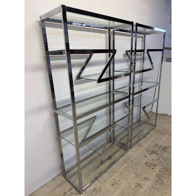 Design Institute America Chrome and Glass Etageres / Bookcases, 1970s - A Pair For Sale In Miami - Image 6 of 14