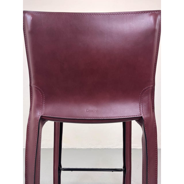 Leather Bar CAB 410 Stools in Bordeaux Red by Mario Bellini for Cassina, Set of 2 For Sale - Image 9 of 12