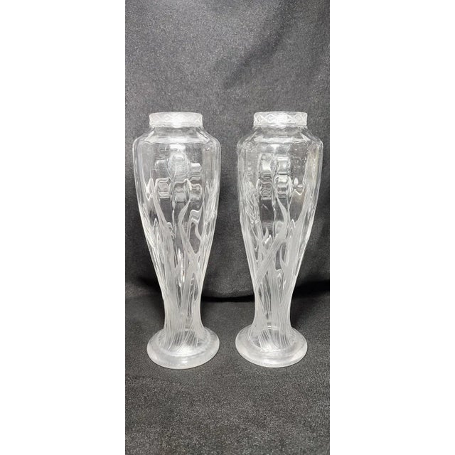 Modern Art Nouveau Cut Glass Vases, Spain, 1930s, Set of 2 For Sale - Image 3 of 9