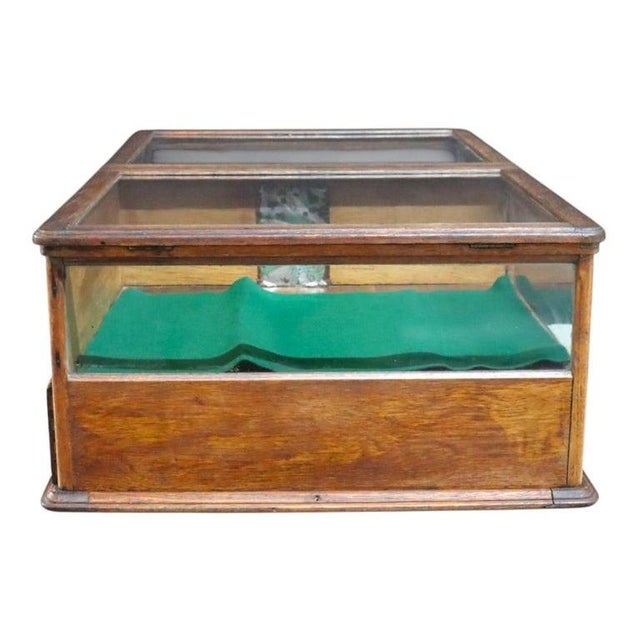 1920s Waddell Wooden Ware Works Oak Country Store Display Case & Cash Register Drawer For Sale - Image 13 of 15