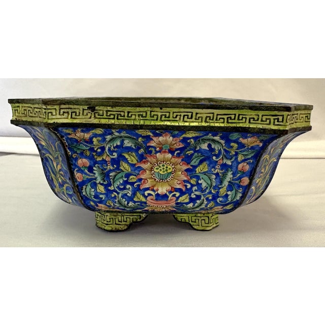 18th Century Chinese Canton Enamel Jardiniere Bonsai Container With Exquisite Decorations For Sale - Image 11 of 18