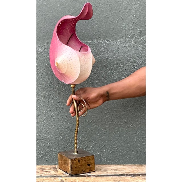 Wood Vintage Italian Paper Nautilus Shell Lamp For Sale - Image 7 of 12