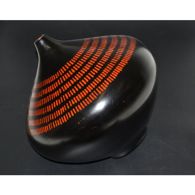 Studio Pottery Signed Peruvian Urn Shape Studio Piece Black & Brown Ceramic Vase, Pottery For Sale - Image 4 of 13