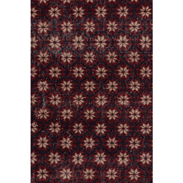 Vintage Turkish Distressed Rug in Red With All-Over Floral Pattern - Rug & Kilim For Sale In New York - Image 6 of 8