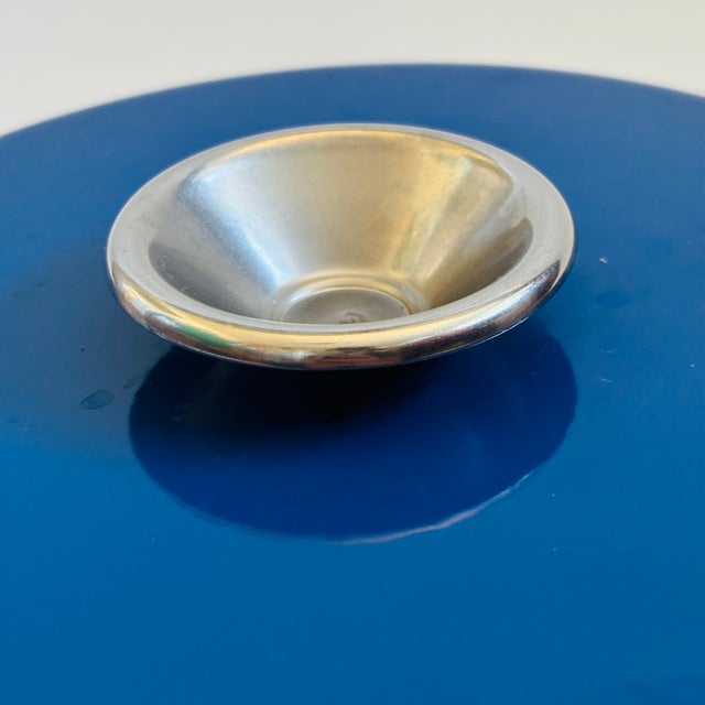 Metal MCM Cathrineholm Enamelware Blue Lotus Casserole Pot - Made in Norway For Sale - Image 7 of 15