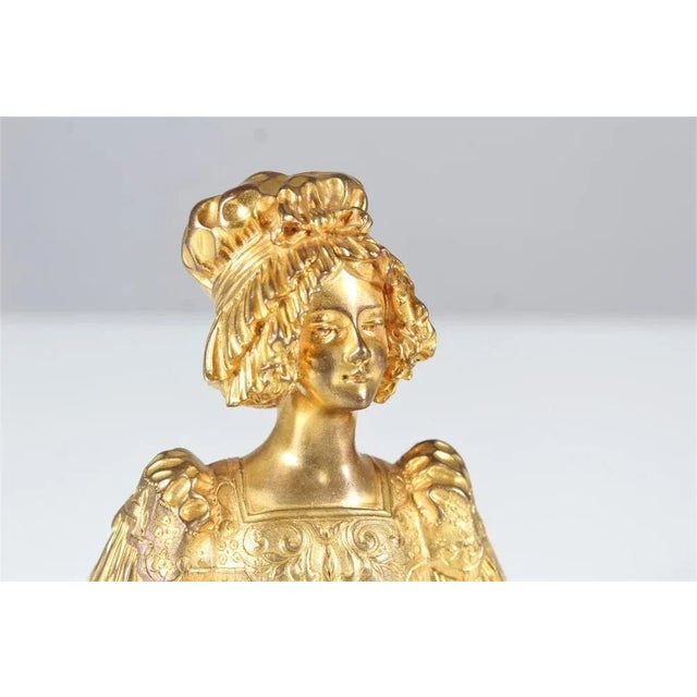 Gilded Bronze Bust of a Young Woman by Eugene Hannoteau, 1900 For Sale - Image 5 of 9