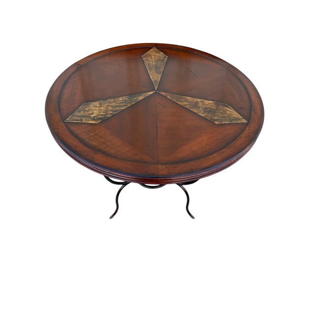 Rustic Jonathan Charles Walnut Bistro Side Table - Anvil Collection Showroom Sample For Sale - Image 3 of 12