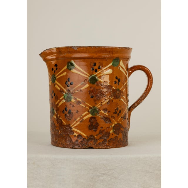 French Provincial Late 19th Century French Savoie Glazed Jaspe Earthenware Pitcher For Sale - Image 3 of 6