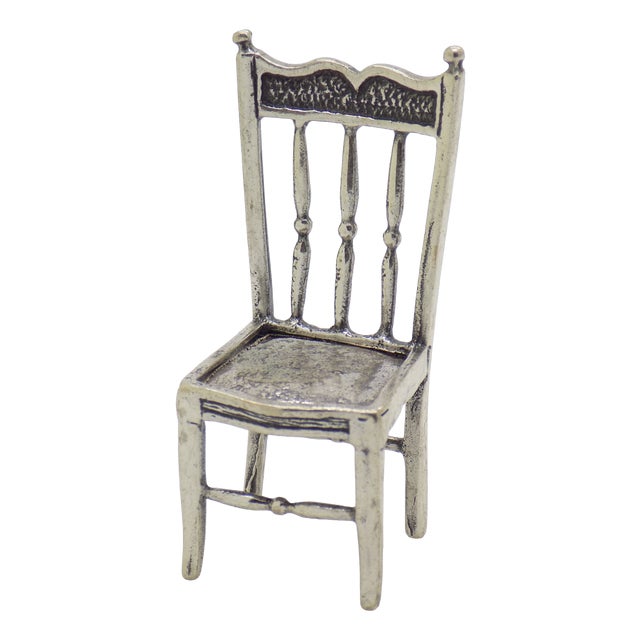 Vintage Italian Handmade Genuine Sterling Silver 925 Chair Figurine, 1970s For Sale
