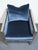 Early 21st Century Vanguard Furniture Contemporary Modern Channel Stitched Slate Blue Velvet Upholstered Accent Arm Chair For Sale - Image 5 of 9