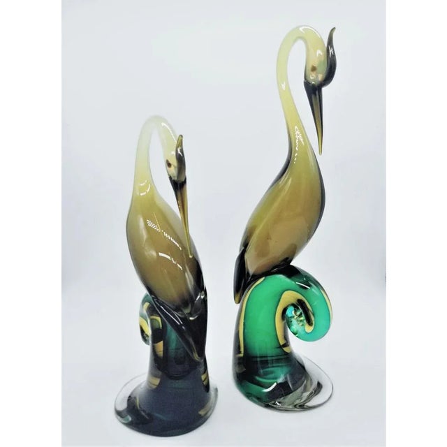1970s Vintage Salviati Murano Glass Herons - a Pair For Sale - Image 10 of 11