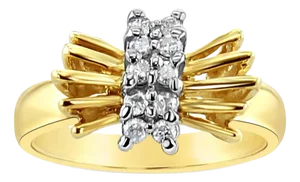 Diamond Bow Style Ring 14k Yellow Gold, Size 4