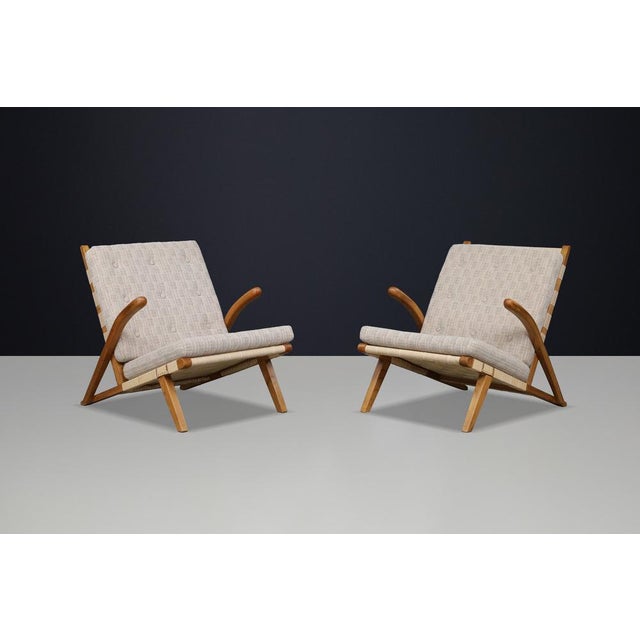 Sculptural Oak Lounge Chairs, Europe, 1960s, Set of 2 For Sale - Image 3 of 14