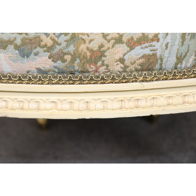 Early 20th C Pair Louis XVI Style Creme Painted W/ Gold Accent Armchairs For Sale - Image 11 of 15