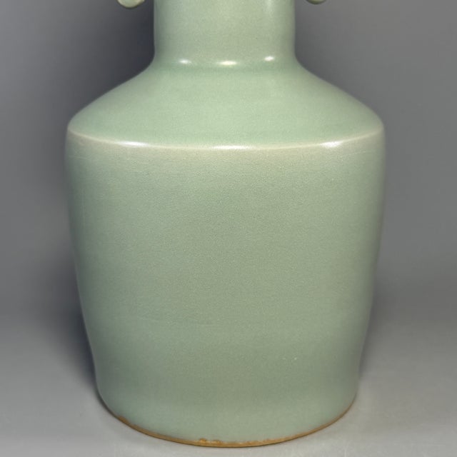 Chinese Ancient Chinese Longquan Celadon Carp Twin Handle Vase | One of a Kind For Sale - Image 3 of 9
