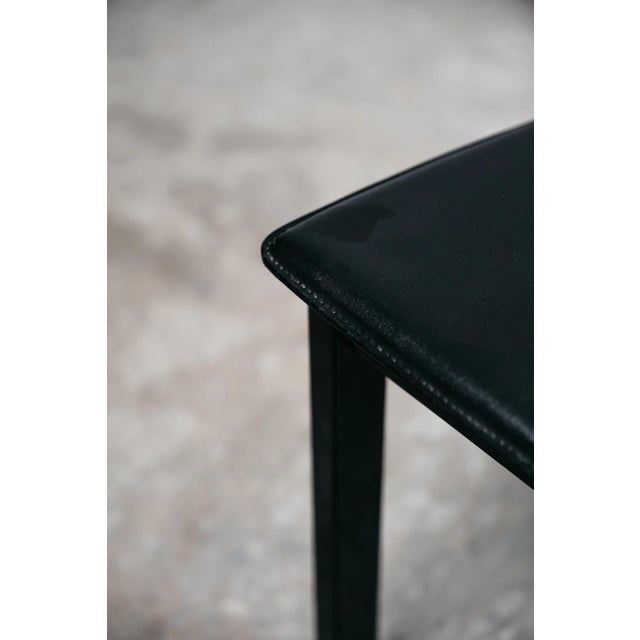 Postmodern Dining Chairs in Lacquered Wood and Black Faux Leather, 1980s, Set of 4 For Sale - Image 6 of 16