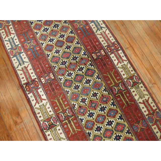 20th Century Tribal Geometric Antique Persian Kurdish Runner For Sale In New York - Image 6 of 6