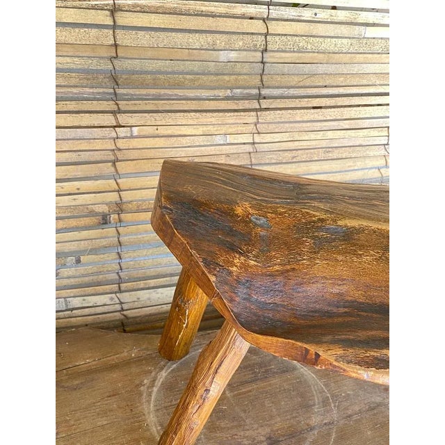 Wood Brutalist Wood Footstool, France, 1950s For Sale - Image 7 of 9