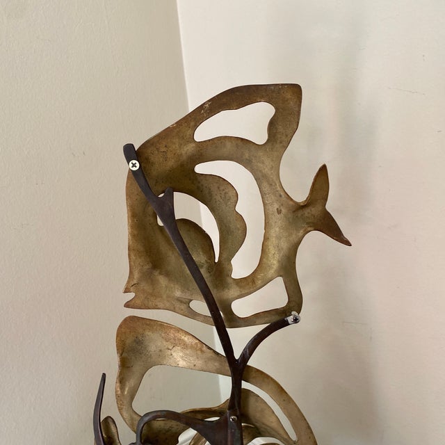 Vintage 1970s Solid Brass Fish Sculpture Home Decor MCM For Sale - Image 9 of 10