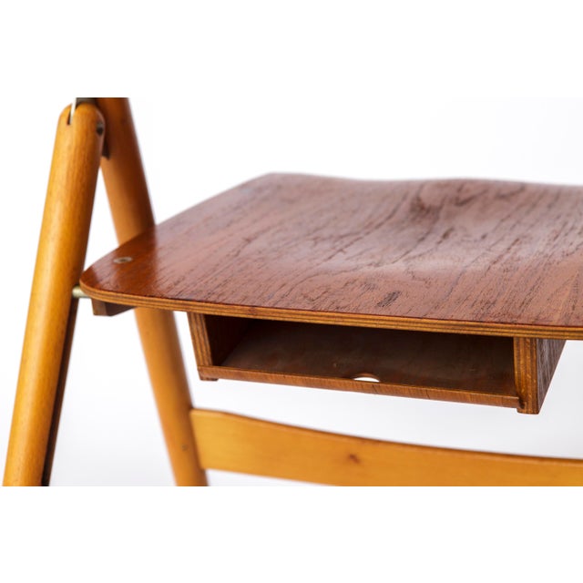Vintage SE18 Folding Chairs in Teak and Beech by Egon Eiermann for Wilde+Spieth, 1960s, Set of 6 For Sale - Image 11 of 13