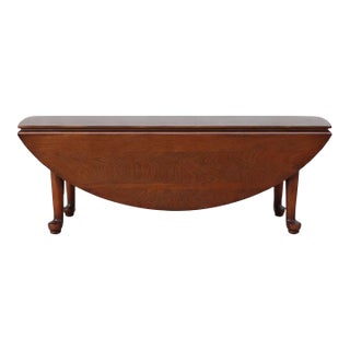 1930s Tryner-Fletcher Co. Los Angeles Solid Wood Drop-Leaf Coffee Table – 48” Round For Sale