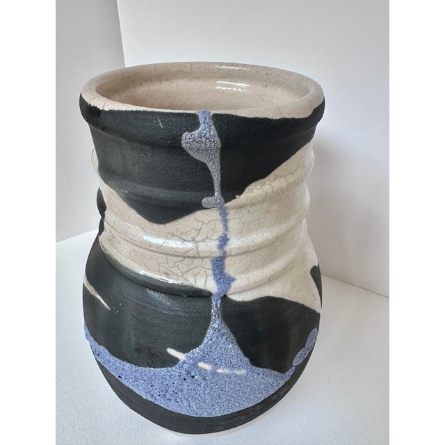 Midnight Tide Large Ceramic Vase - Abstract Pottery For Sale - Image 4 of 6