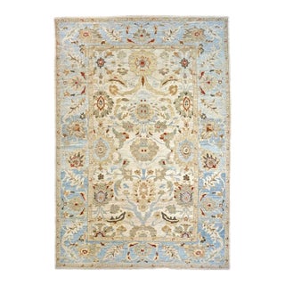 Persian Sultanabad Wool 10x14 Light Blue, Ivory & Tan Handmade Area Rug #1143035 For Sale