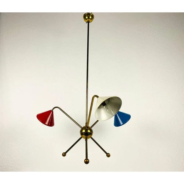 Italian Brass 3-Arm Chandelier from Arredoluce, Italy, 1950s For Sale - Image 10 of 18