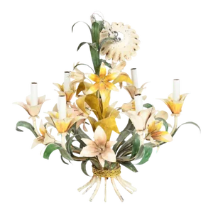 Mid Century Tole Floral Chandelier