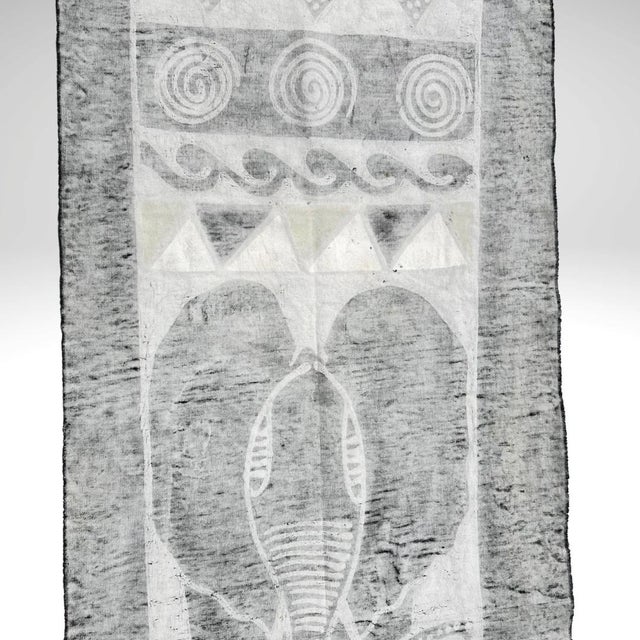 African Early 20th Century Black African Handprinted Table Runner For Sale - Image 3 of 13
