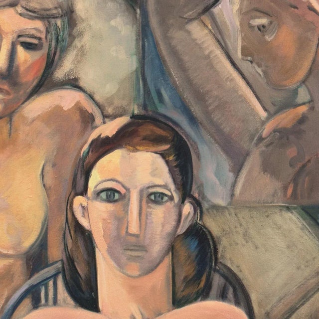 Modern 'Women in Interior' by Mary Zarbano, Large Oil, California Woman Artist Studied With Picasso For Sale - Image 3 of 9