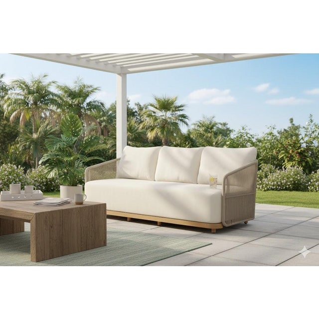 Upgrade your outdoor space with the Alpine Teak Wood Outdoor Sofa, crafted with a durable teak wood frame and elegant...