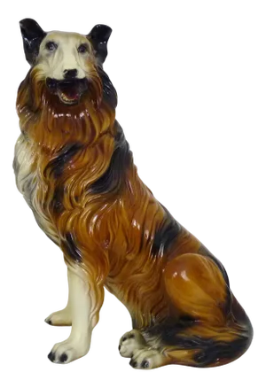 Life Size Collie Dog Sculpture in Ceramic, 1960s